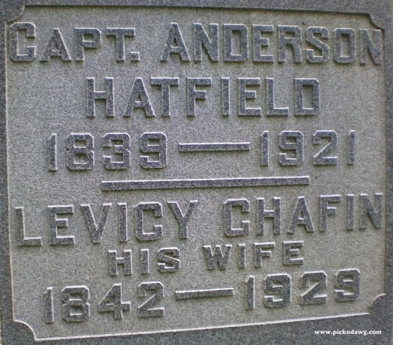 Tombstone engraving at grave of Devil Anse Hatfield